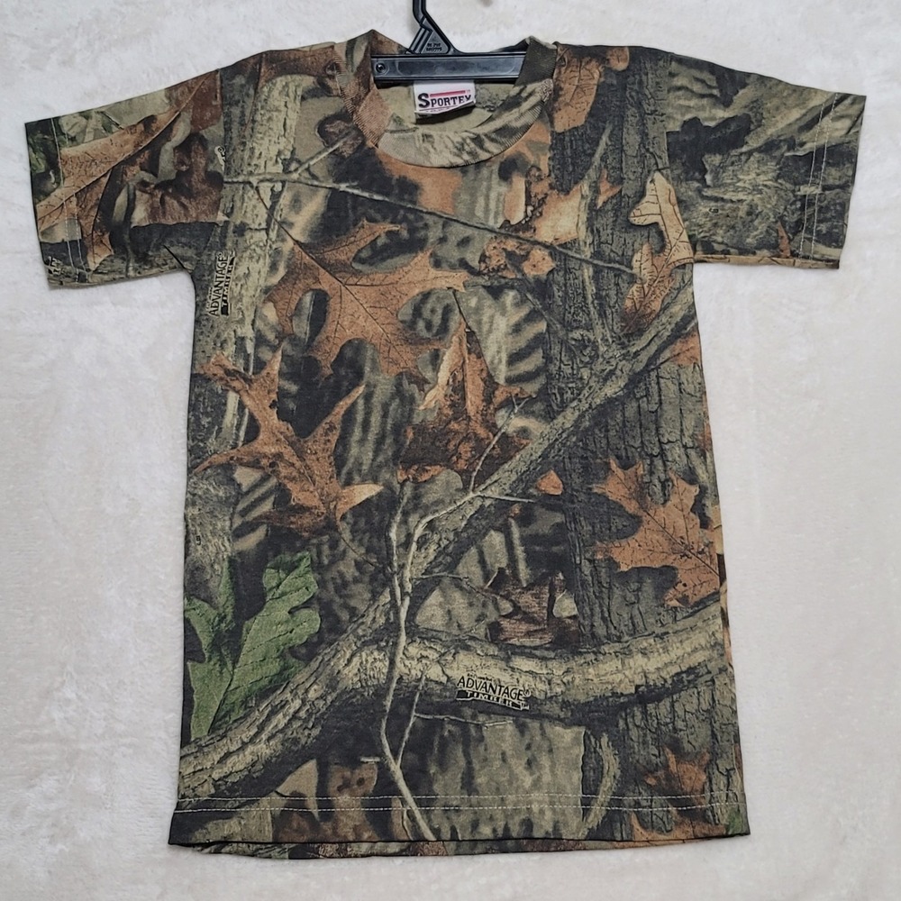 Camo T Shirt Kids Size S Small Short Sleeve Casual Advantage Timber Camouflage